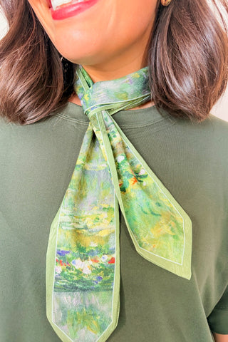 Long Silk Olive Scarf
