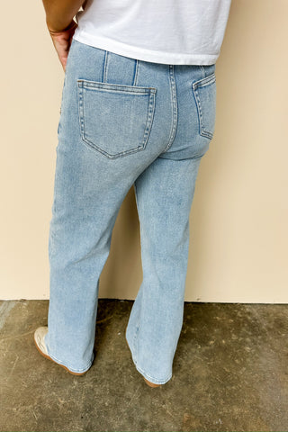 Super High Rise Light Wash Utility Pocket Wide Leg Mica Jeans