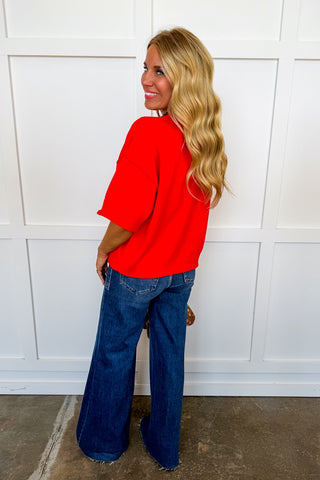 Everyday Ease Knit Top in Red