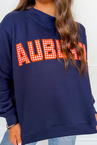 Auburn Gingham Mallory Mock Neck Sweatshirt