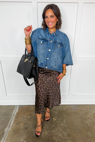 The Harper Leopard Skirt in Olive