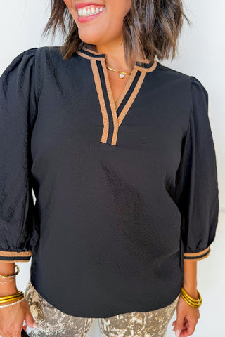 The Tamryn Top in Black/Tan by Mary Square