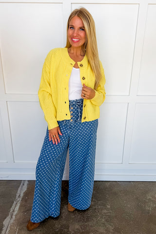 Keep It Cozy Knit Cardigan in Butter Yellow
