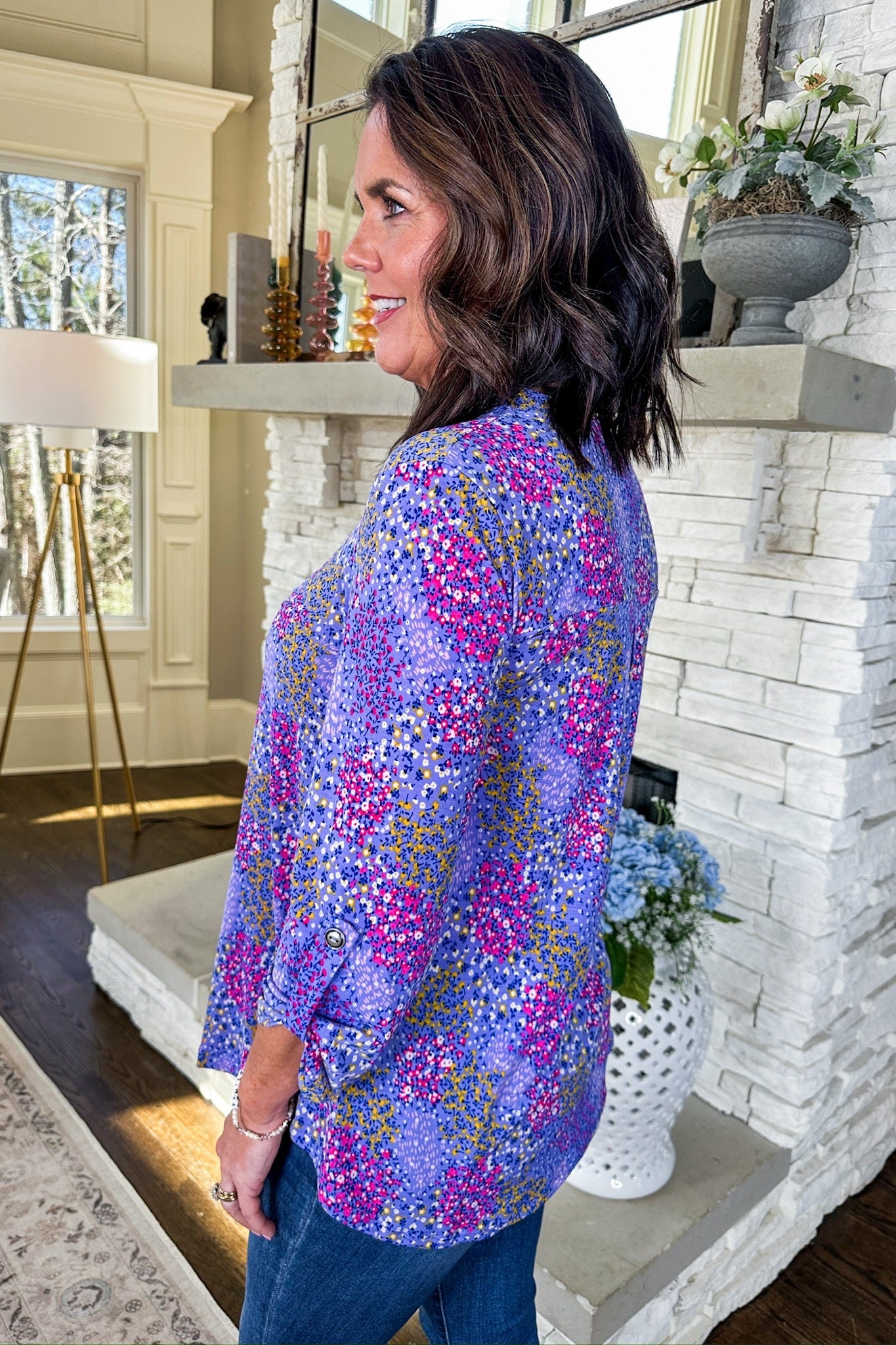 The Lizzy Top in Lavender Ditsy Floral