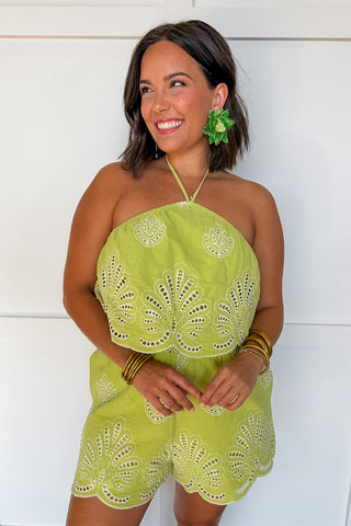Vacation Mode Eyelet Romper