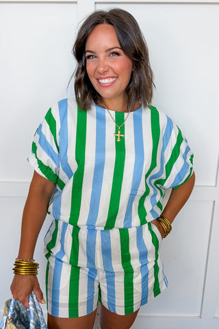Emerald Coast Stripe Short Set