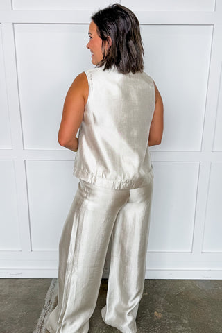Dressed To Shine Mock Neck Top in Champagne