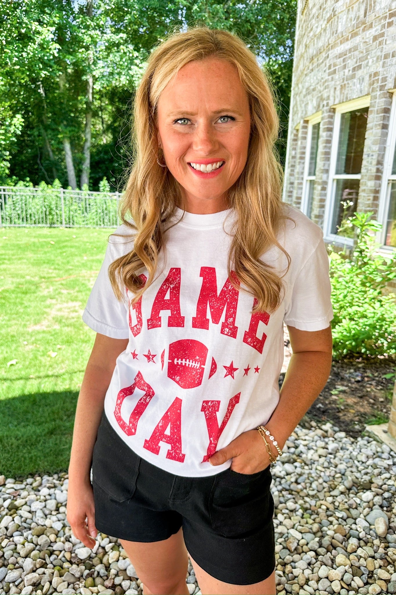 Game Day Football Comfort Color Graphic Tee in Red