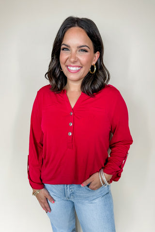 Dear Scarlett Lizzy Top In Solid Jewel Red