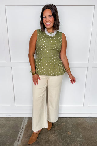 Cutie Peplum Top in Olive