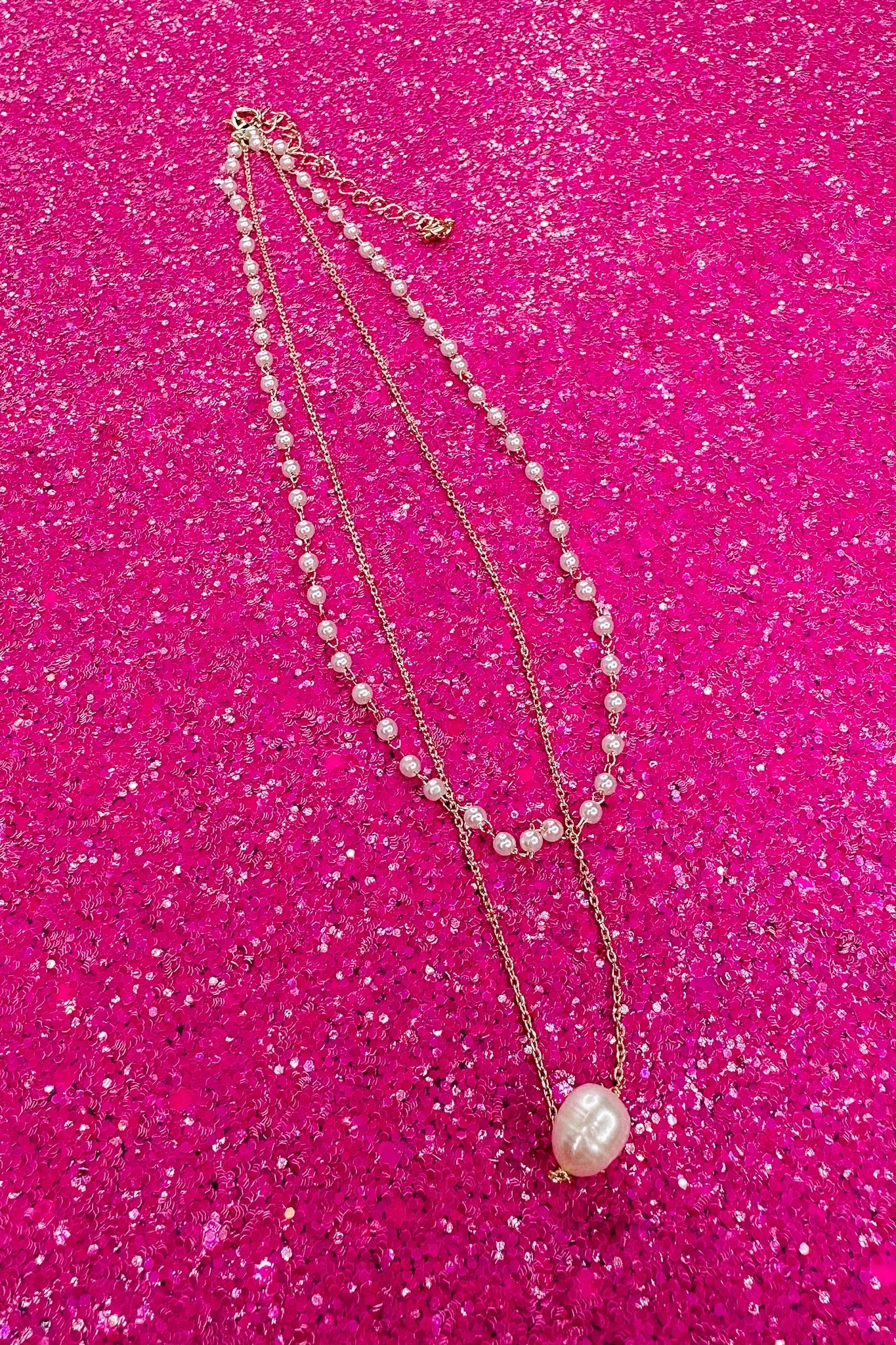 Pearl Chain Layered Gold Necklace