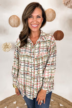 Load image into Gallery viewer, Color Me Plaid Button Front Top in Olive Green