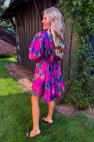 Artful Days Ruffle Dress in Magenta