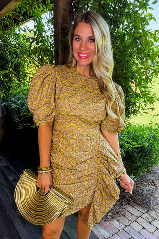 Sunlit Meadow Ruched Mini Dress