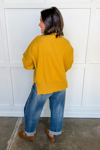 Cozy Mock Neck Sweater in Mustard