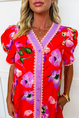 The Zinnia Scallop Trim Button Down Dress