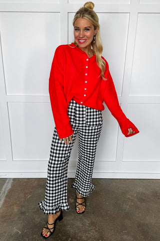 Red Button Down Sweater