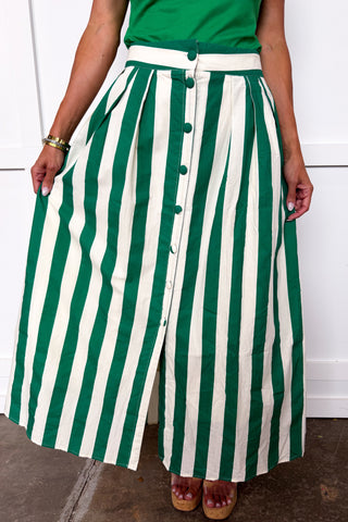 Timeless Stripe Midi Skirt in Green
