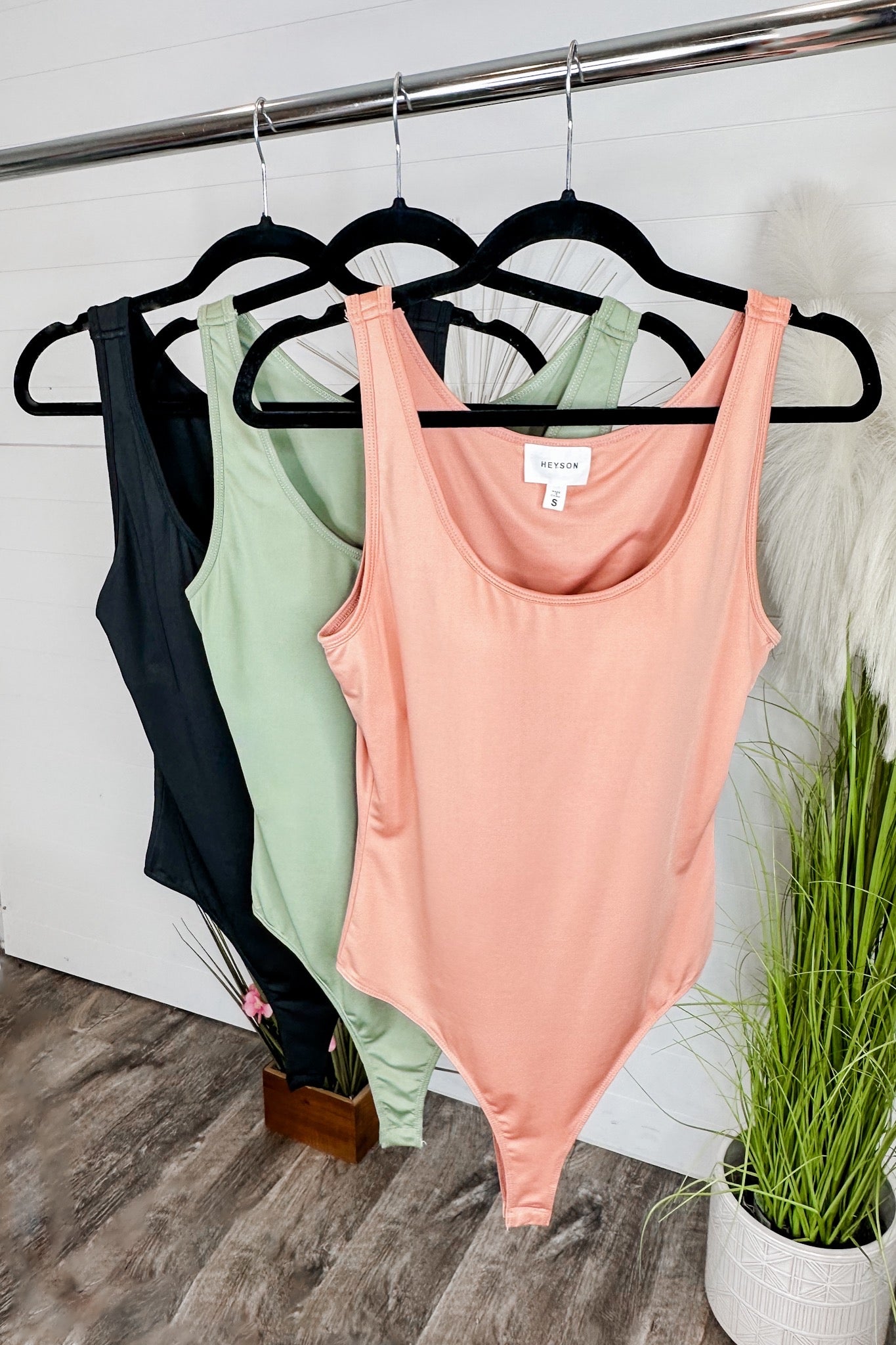 Padded Layering Tank Top Bodysuit in Apricot