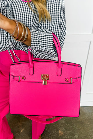 The Audrey Satchel Handbag in Fuchsia