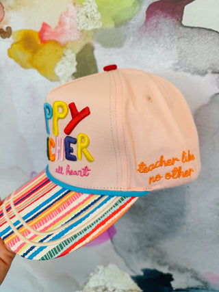 Poppy & Pine Happy Teacher Stripe Trucker Hat