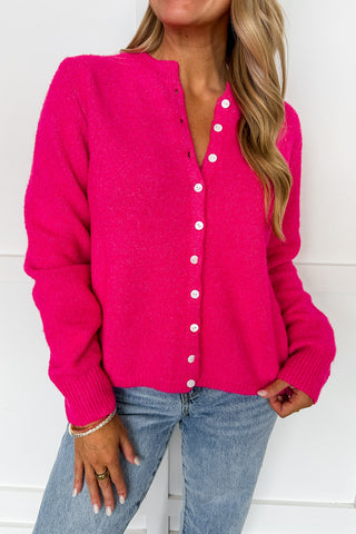 The Hallie Knit Cardigan in Fuchsia