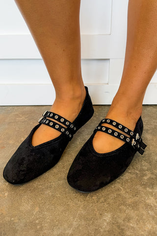 All Eyes On Me Corkys Mary Jane Flat in Black Suede