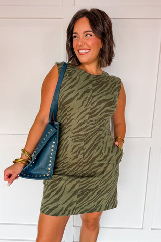 The Savannah Tiger Dress in Olive