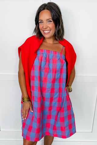 Picnic Pretty Dress In Cherry & Blue