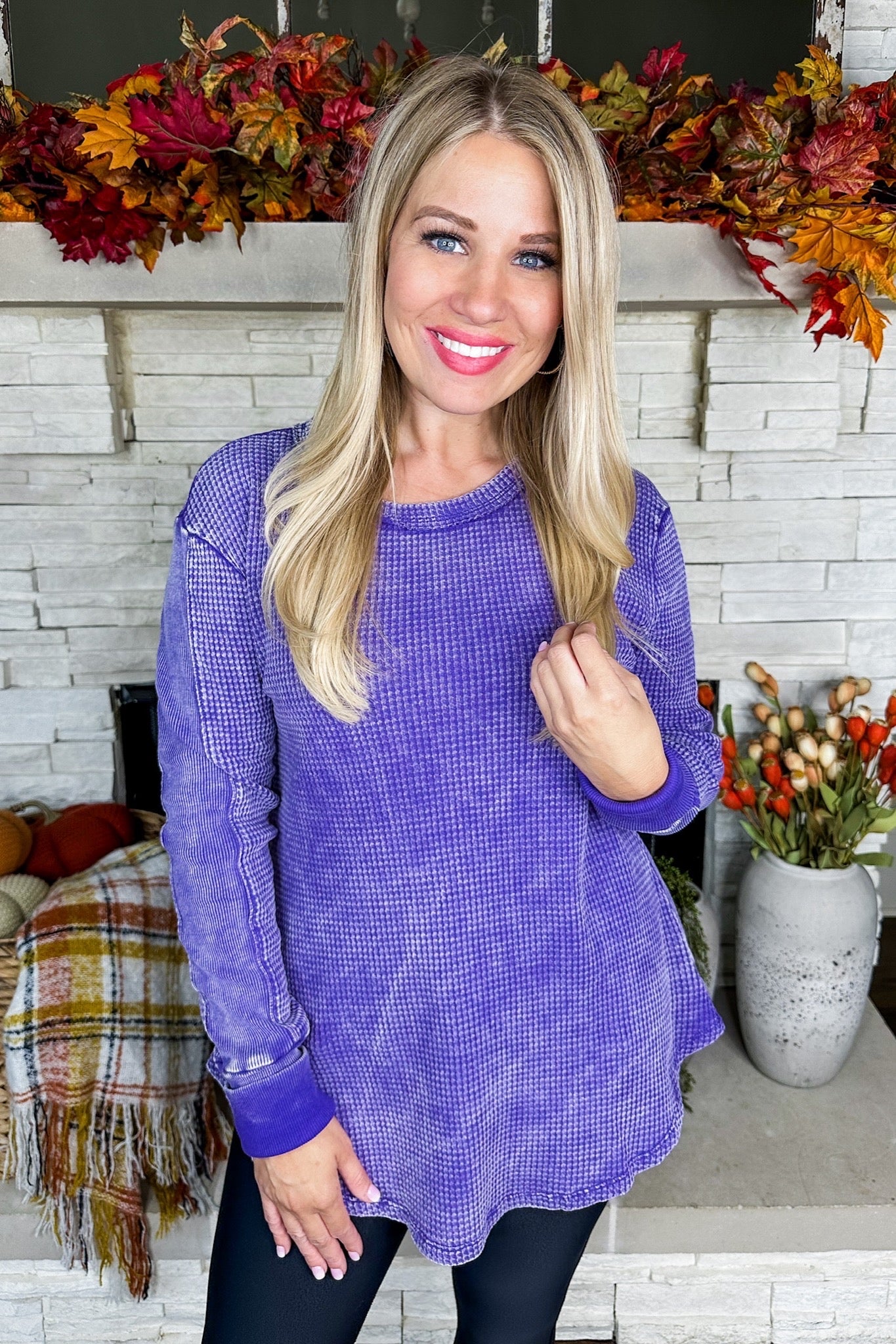 Closet Staple Waffle Knit Thermal in Violet