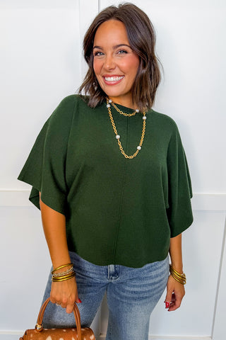 Cozy Essential Knit Top in Hunter Green
