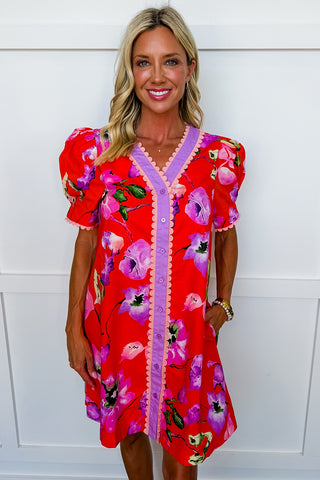 The Zinnia Scallop Trim Button Down Dress