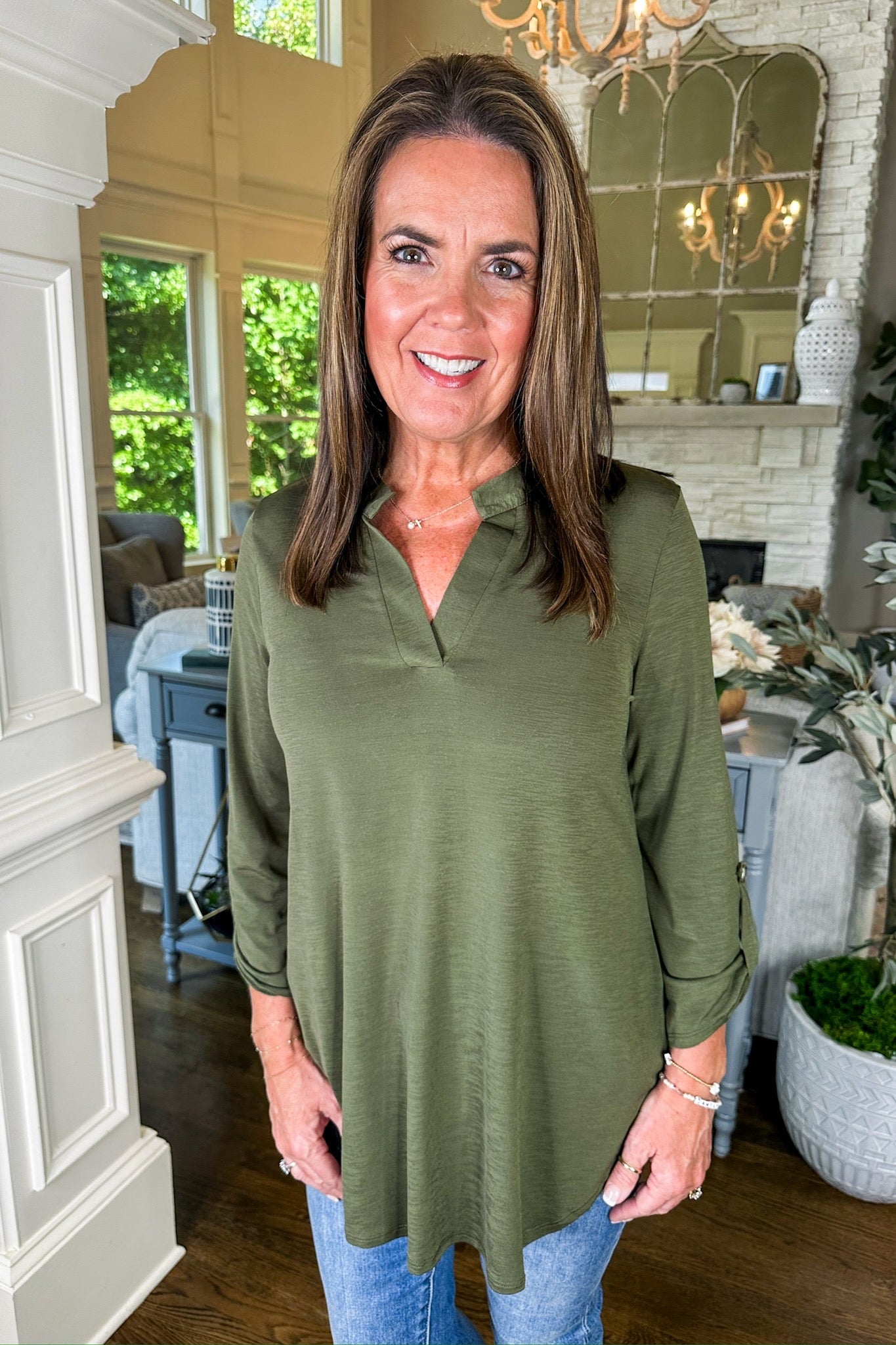 The Lizzy Top in Solid Olive