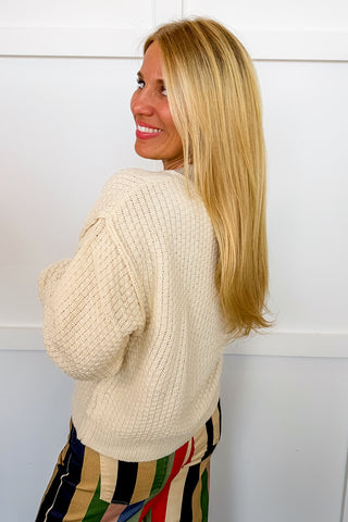 Keep It Cozy Knit Cardigan in Ivory