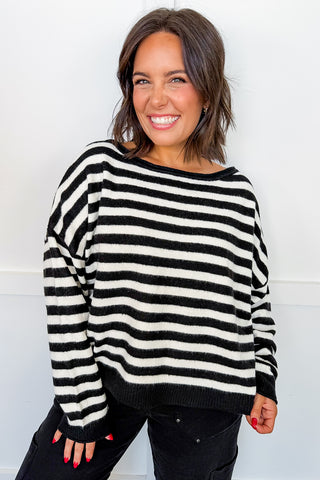 The Everyday Stripe Sweater in Black