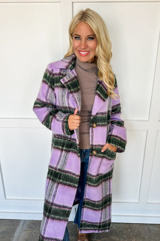 Lavender Haze Plaid Statement Coat