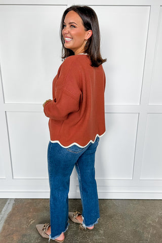 Long Time Coming Cinnamon & Ivory Cropped Sweater