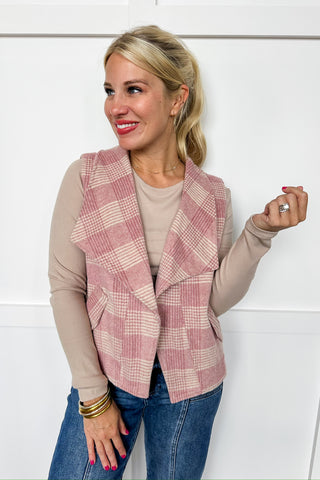 Autumn Acorn Rose Plaid Vest