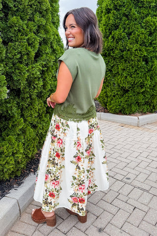 The Darling Days Lace Top in Olive