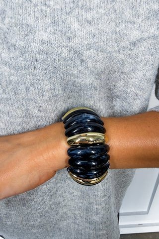 Radiance Glow Stretch Black Bracelet by Treasure Jewels