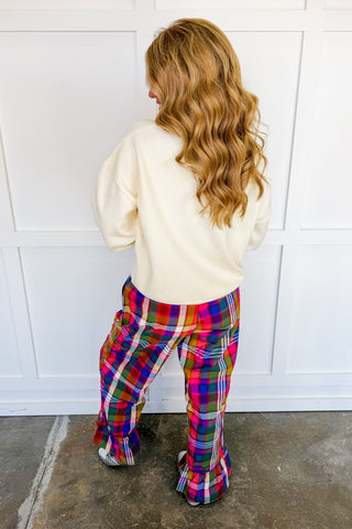 Color Outside The Lines Plaid Ruffle Pants