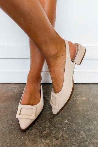 The Audrey Buckle Slingback Flat