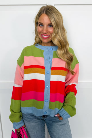Class Favorite Color Block Stripe Cardigan