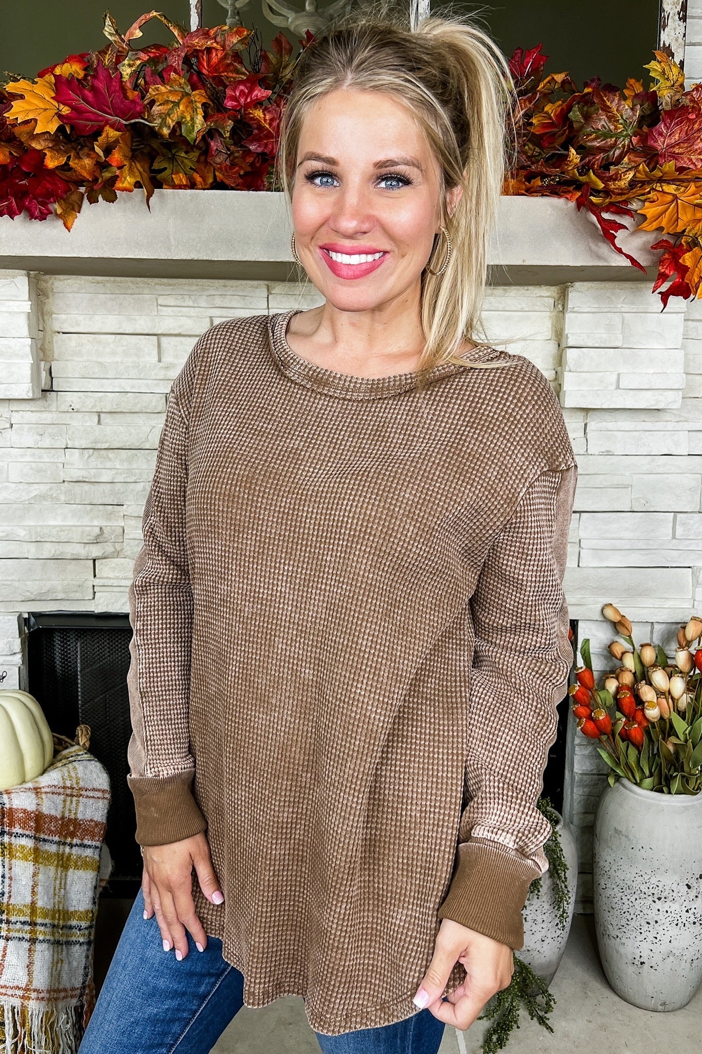Closet Staple Waffle Knit Thermal in Mocha