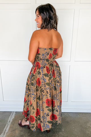 Autumn in Bloom Floral Midi Dress