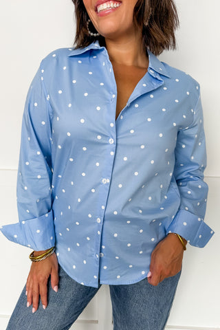 Sweet Spot Button-Up Top in Blue
