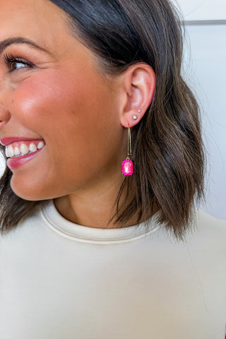 Prism Glow Earrings in Fuchsia