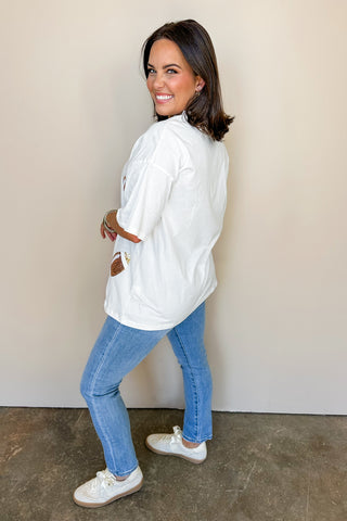 White Oversized Football T-shirt