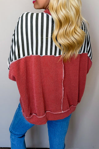 Oversized Rust & Olive Top