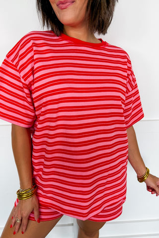 Simply Striped Red & Pink Short Set